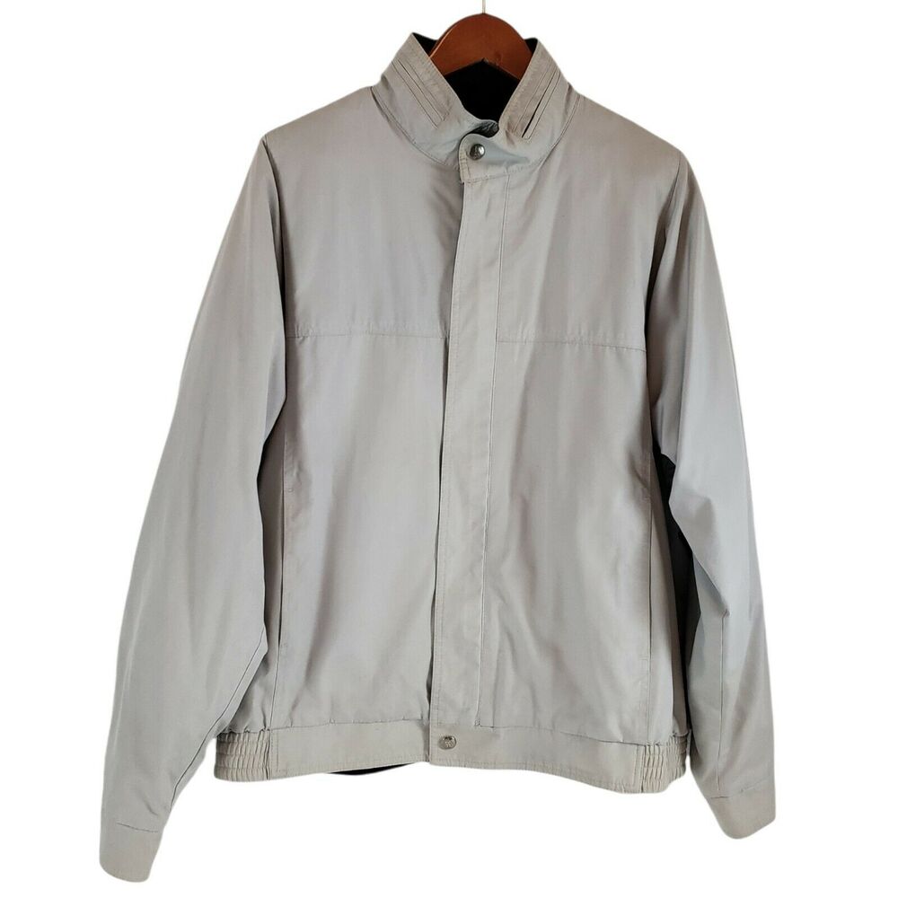 Vtg London Fog Mens Lined Hooded Jacket 44 Long Khaki Beige Londontown Warm